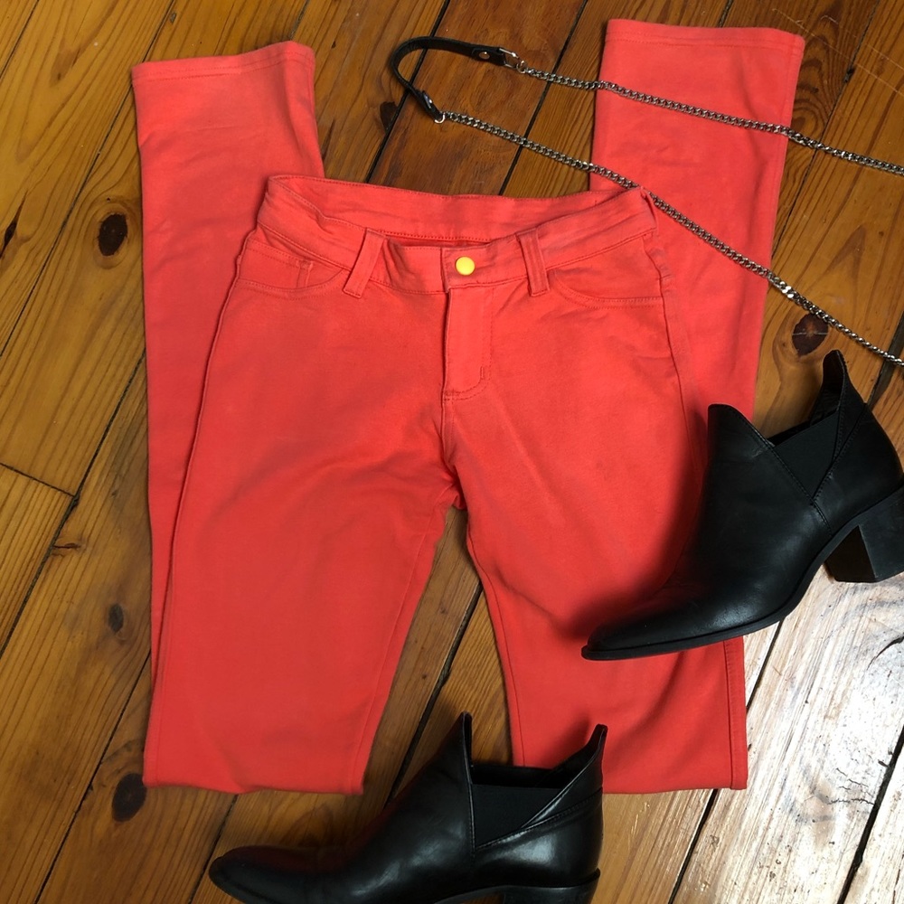 NWOT Stretchy skinny pants coral long scrapbook.
